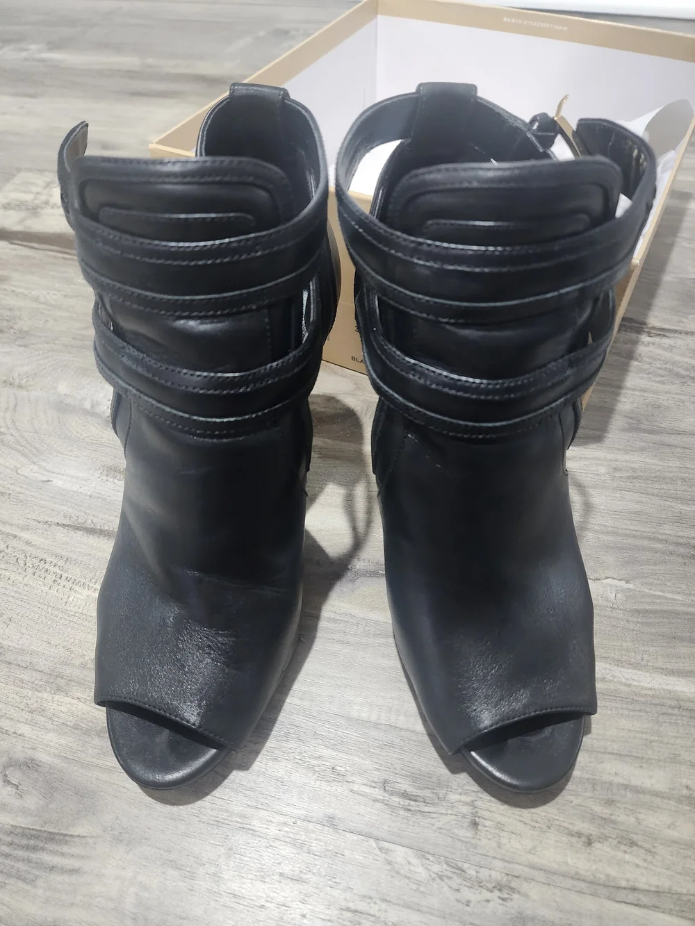 Michael Kors Black Leather Cutout Stiletto Ankle Boots